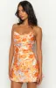Come And Get It Orange Floral Party Dress sold by Beginning Boutique