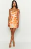 Come And Get It Orange Floral Party Dress sold by Beginning Boutique