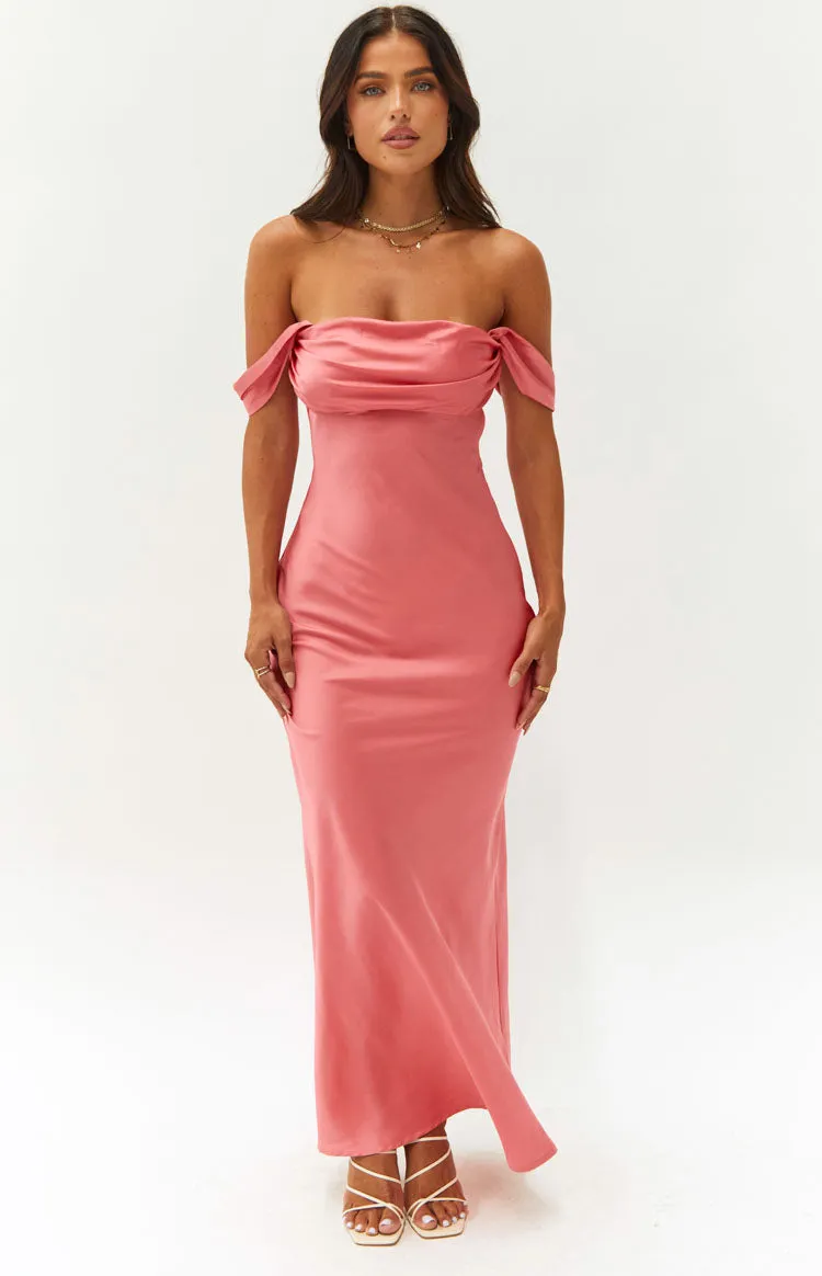 Ella Pink Off Shoulder Formal Dress sold by Beginning Boutique product image thumbnail 3