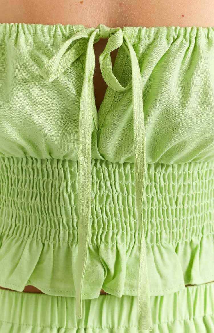 Ruthie Green Linen Blend Puff Sleeve Top sold by Beginning Boutique product image thumbnail 6