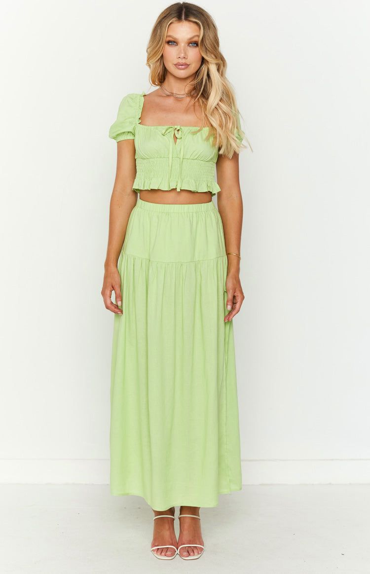 Ruthie Green Linen Blend Puff Sleeve Top sold by Beginning Boutique product image thumbnail 2