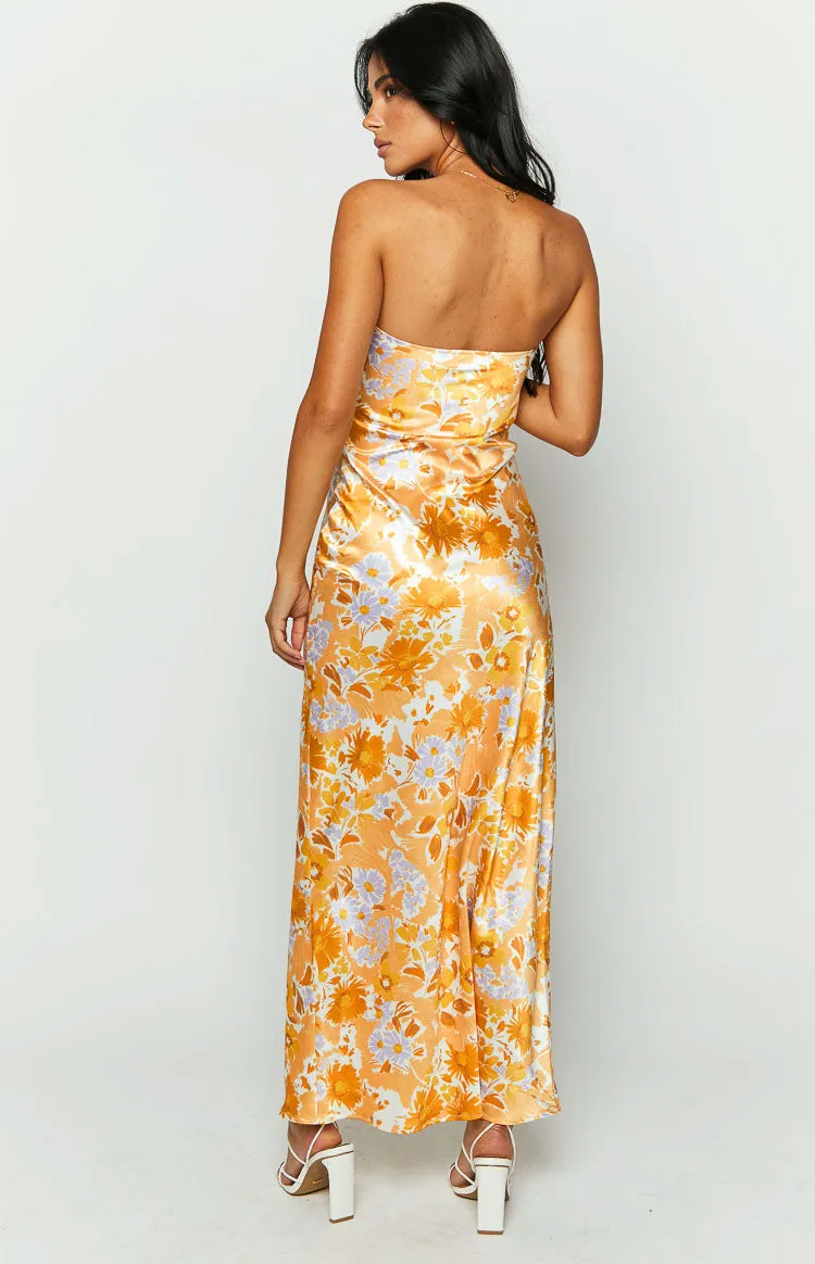 Ashley Orange Floral Formal Maxi Dress sold by Beginning Boutique product image thumbnail 5