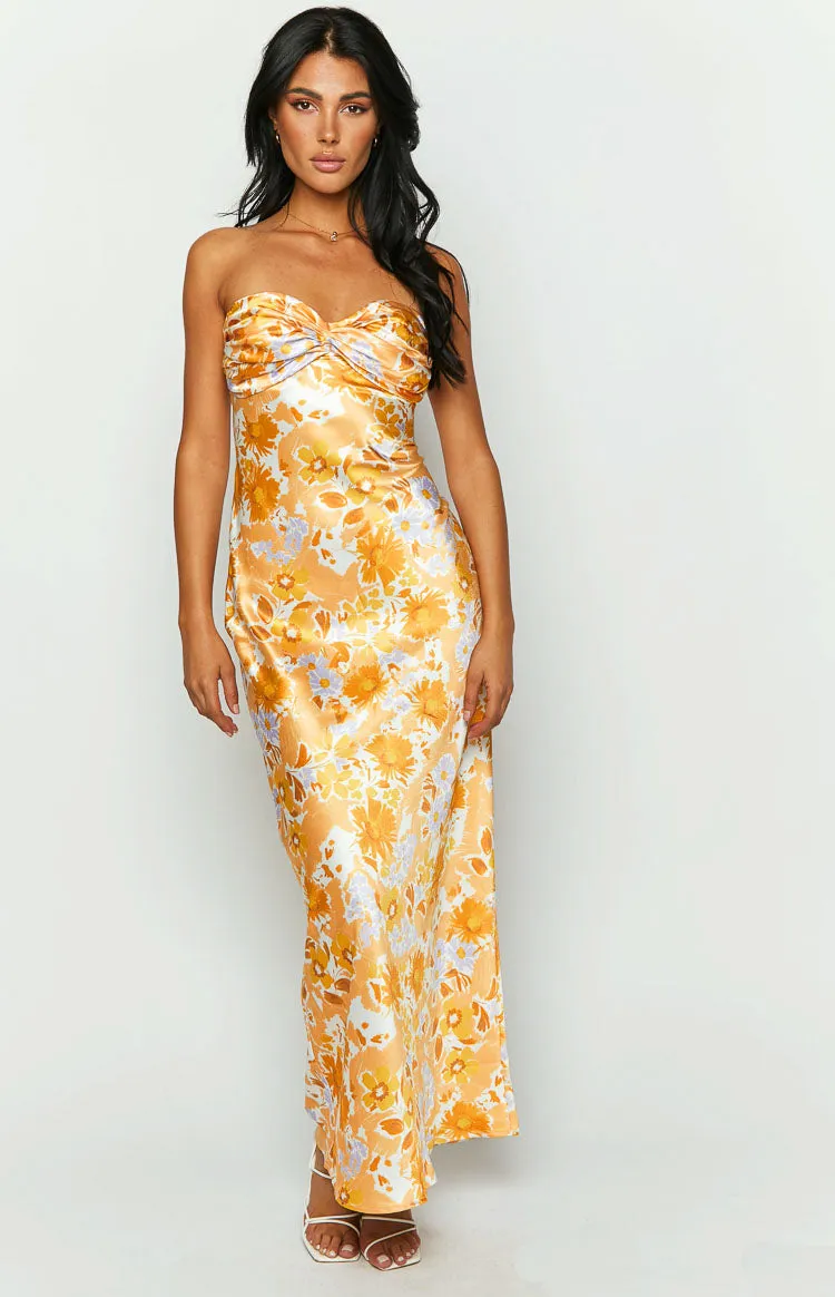 Ashley Orange Floral Formal Maxi Dress sold by Beginning Boutique product image thumbnail 2