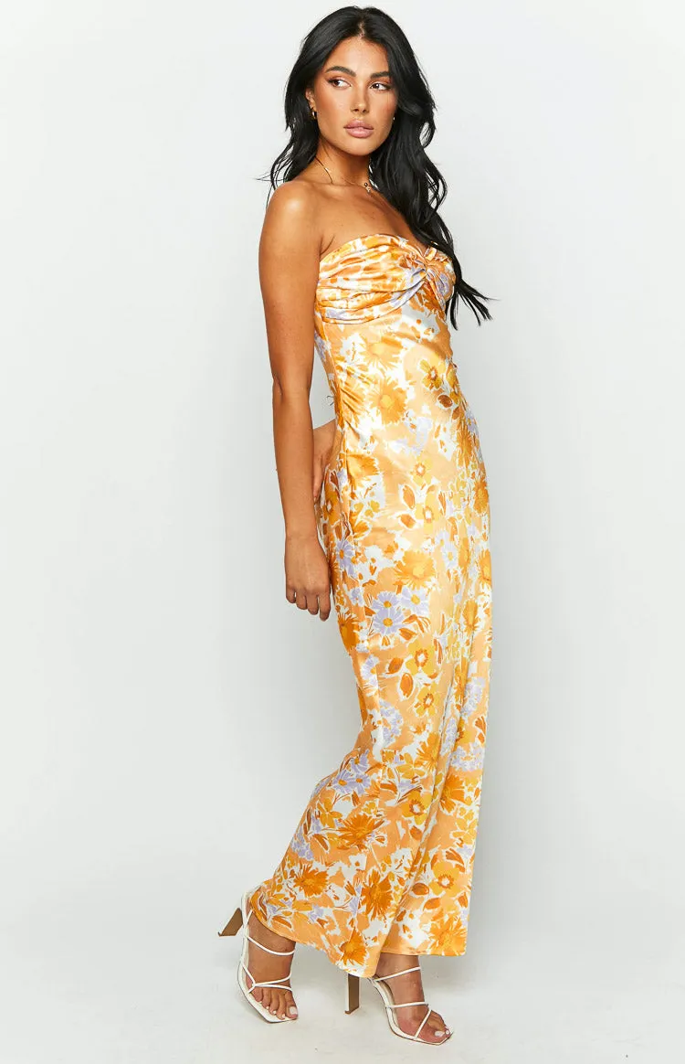 Ashley Orange Floral Formal Maxi Dress sold by Beginning Boutique product image thumbnail 4