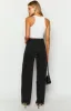 Gem Diamante Trim Wide Leg Black Denim Jeans sold by Beginning Boutique