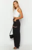 Gem Diamante Trim Wide Leg Black Denim Jeans sold by Beginning Boutique