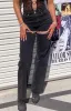 Gem Diamante Trim Wide Leg Black Denim Jeans sold by Beginning Boutique