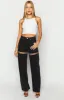Gem Diamante Trim Wide Leg Black Denim Jeans sold by Beginning Boutique