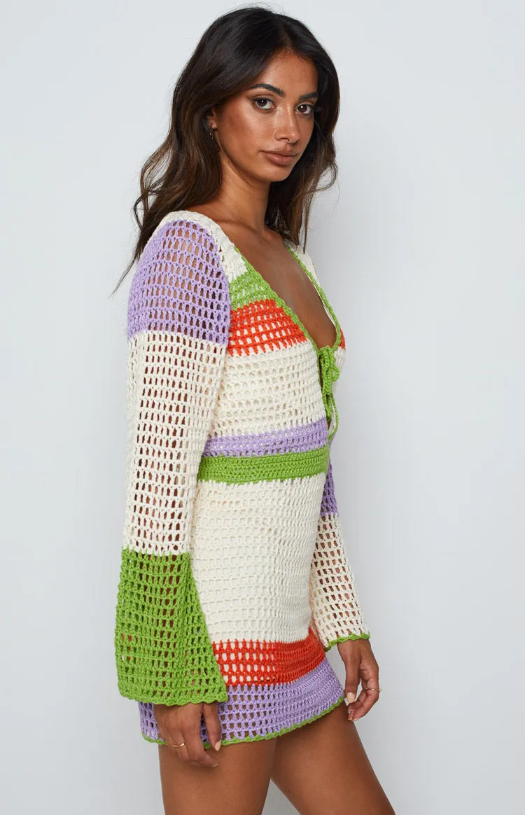 Donovan White Stripe Crochet Dress sold by Beginning Boutique product image thumbnail 5