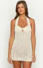 Raylee White Crochet Mini Dress sold by Beginning Boutique