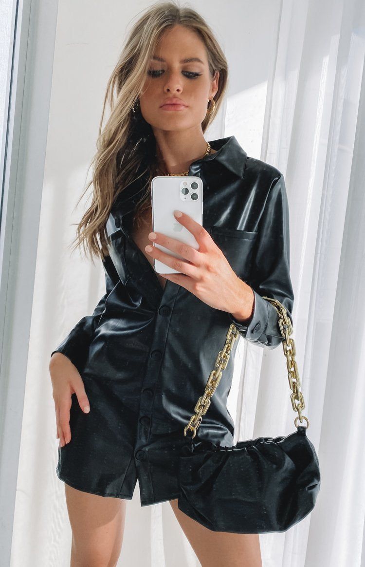 History PU Shirt Dress Black sold by Beginning Boutique product image thumbnail 8