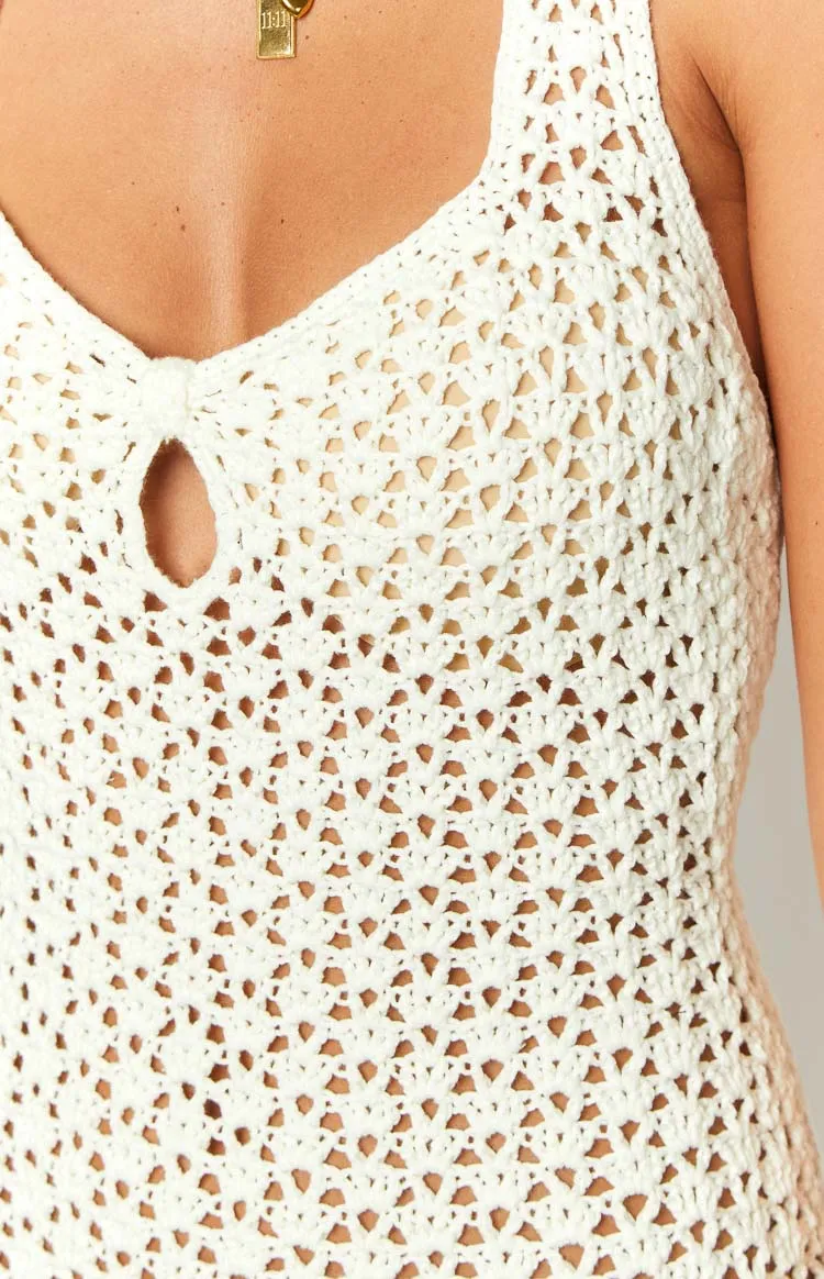 Raylee White Crochet Mini Dress sold by Beginning Boutique product image thumbnail 5
