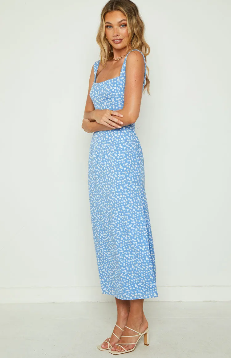 Nataliah Blue Floral Midi Dress sold by Beginning Boutique product image thumbnail 4