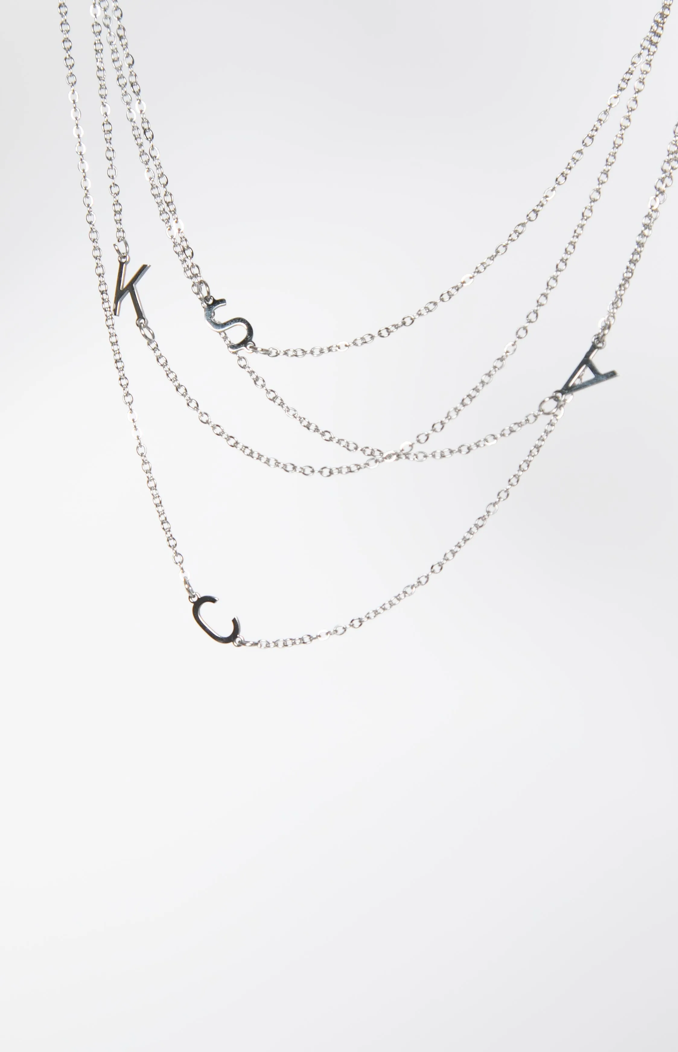 Icy Elegance SIlver Stainless Steel Initial Necklace sold by Beginning Boutique