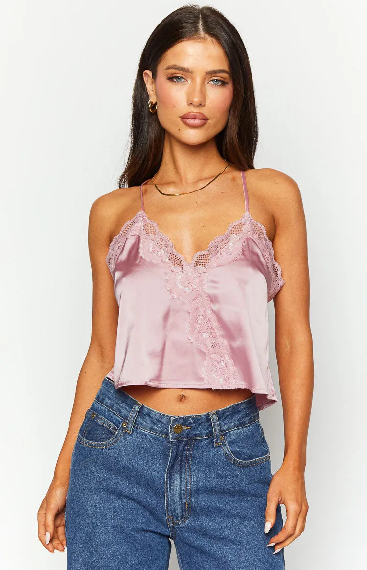 Tammy Pink Lace Cami Top sold by Beginning Boutique