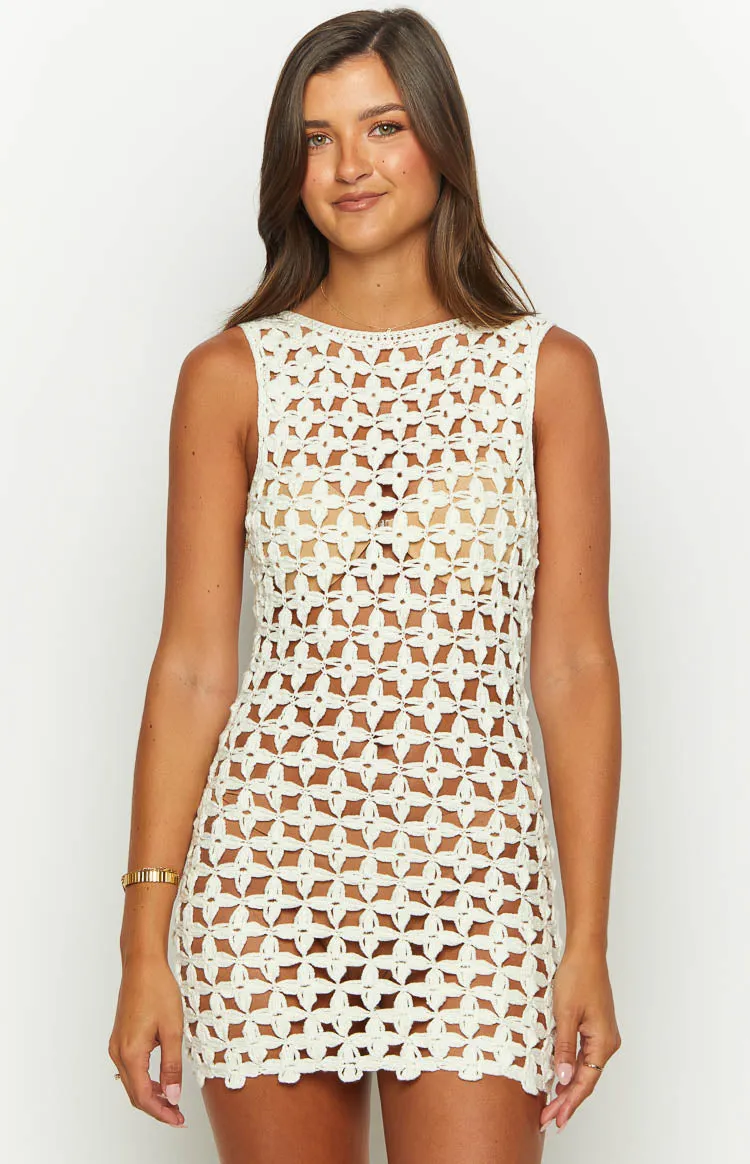 Wren White Knit Mini Dress sold by Beginning Boutique product image thumbnail 5