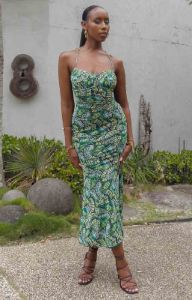 Elysium Green Butterfly Print Maxi Dress sold by Beginning Boutique