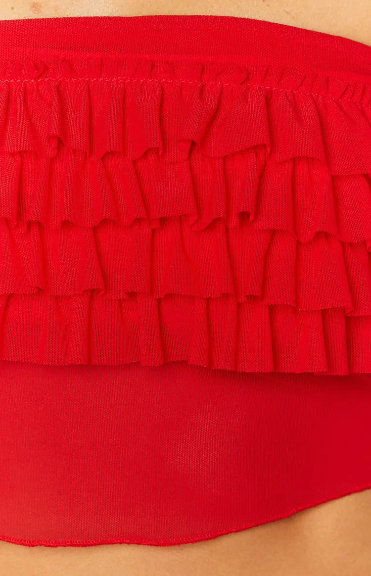 Rumba Rouge Red Ruffle Tube Top sold by Beginning Boutique product image thumbnail 5