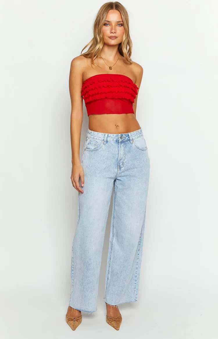 Rumba Rouge Red Ruffle Tube Top sold by Beginning Boutique product image thumbnail 3