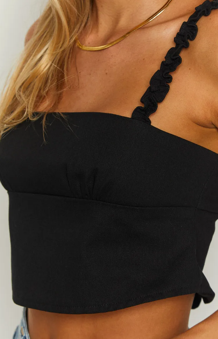 Norila Tie Back Black Top sold by Beginning Boutique