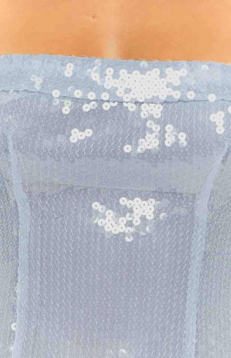 Carminia Blue Sequin Mini Dress sold by Beginning Boutique product image thumbnail 5