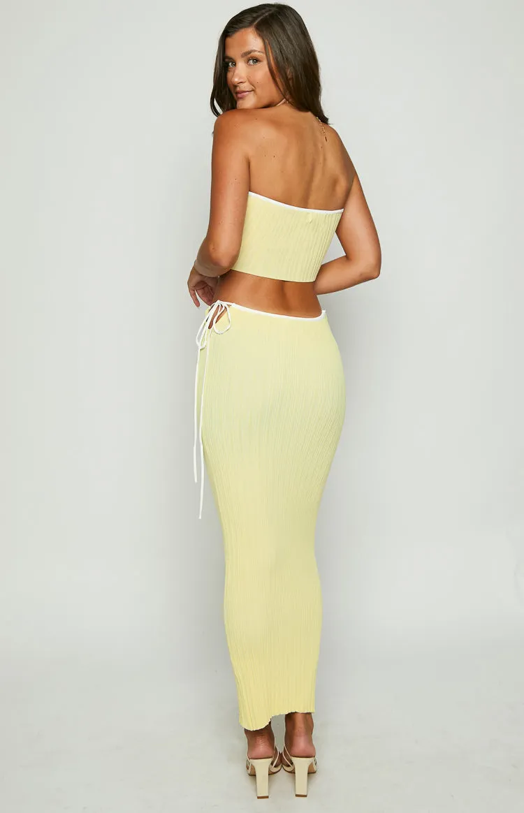 Pia Yellow Contrast Bind Knit Midi Skirt sold by Beginning Boutique product image thumbnail 5