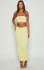 Pia Yellow Contrast Bind Knit Midi Skirt sold by Beginning Boutique