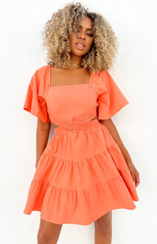 Annemaree Orange Mini Dress sold by Beginning Boutique
