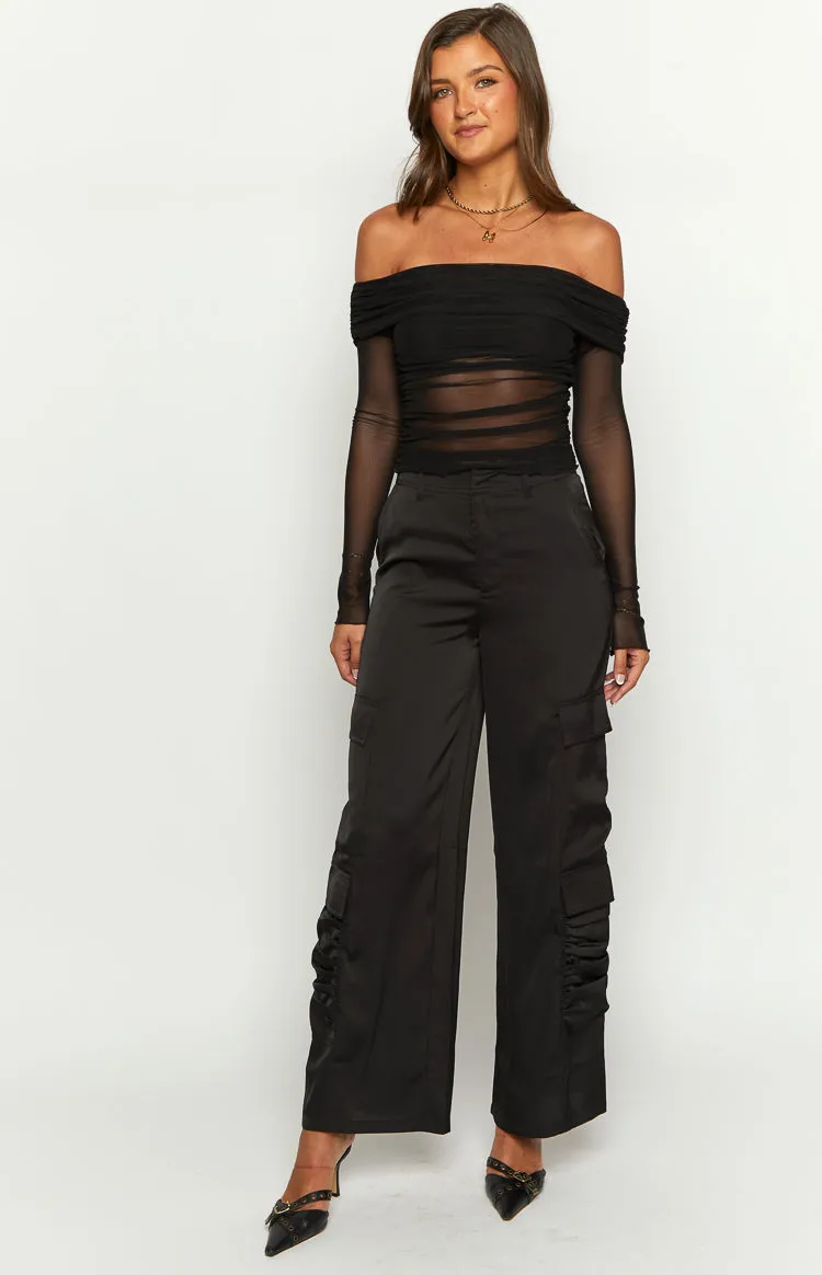 Satin Sapphire Black Cargo Pants sold by Beginning Boutique product image thumbnail 3