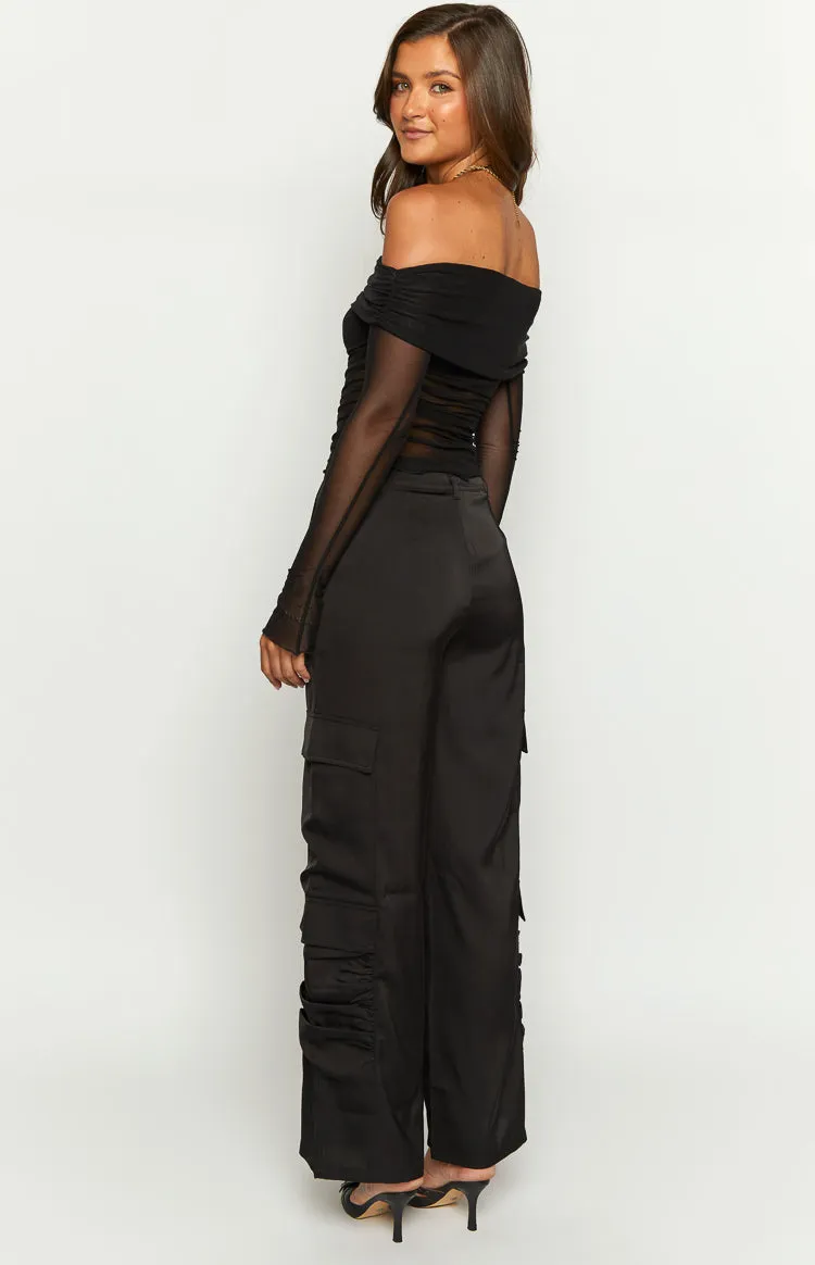 Satin Sapphire Black Cargo Pants sold by Beginning Boutique product image thumbnail 5