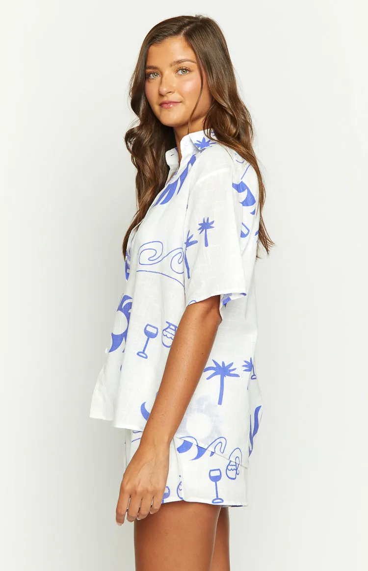 Oakley Blue Print Short Sleeve Top sold by Beginning Boutique product image thumbnail 4