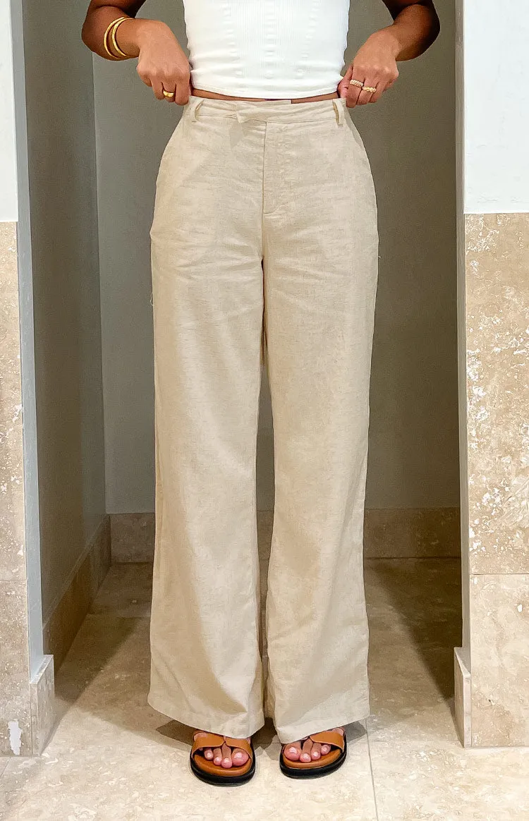 Cabo Cream Linen Blend Pants sold by Beginning Boutique
