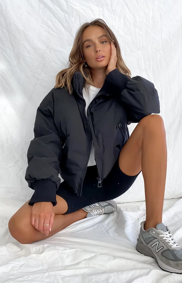 Remi Puffer Jacket Black sold by Beginning Boutique
