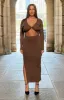 Hailey Cut Out Midi Brown sold by Beginning Boutique