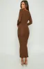 Hailey Cut Out Midi Brown sold by Beginning Boutique