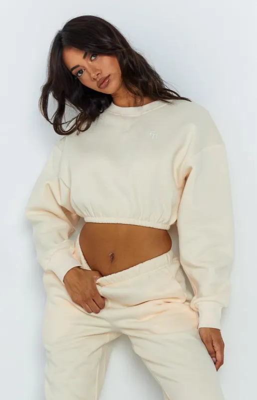 Annie Cream Cropped Sweater sold by Beginning Boutique