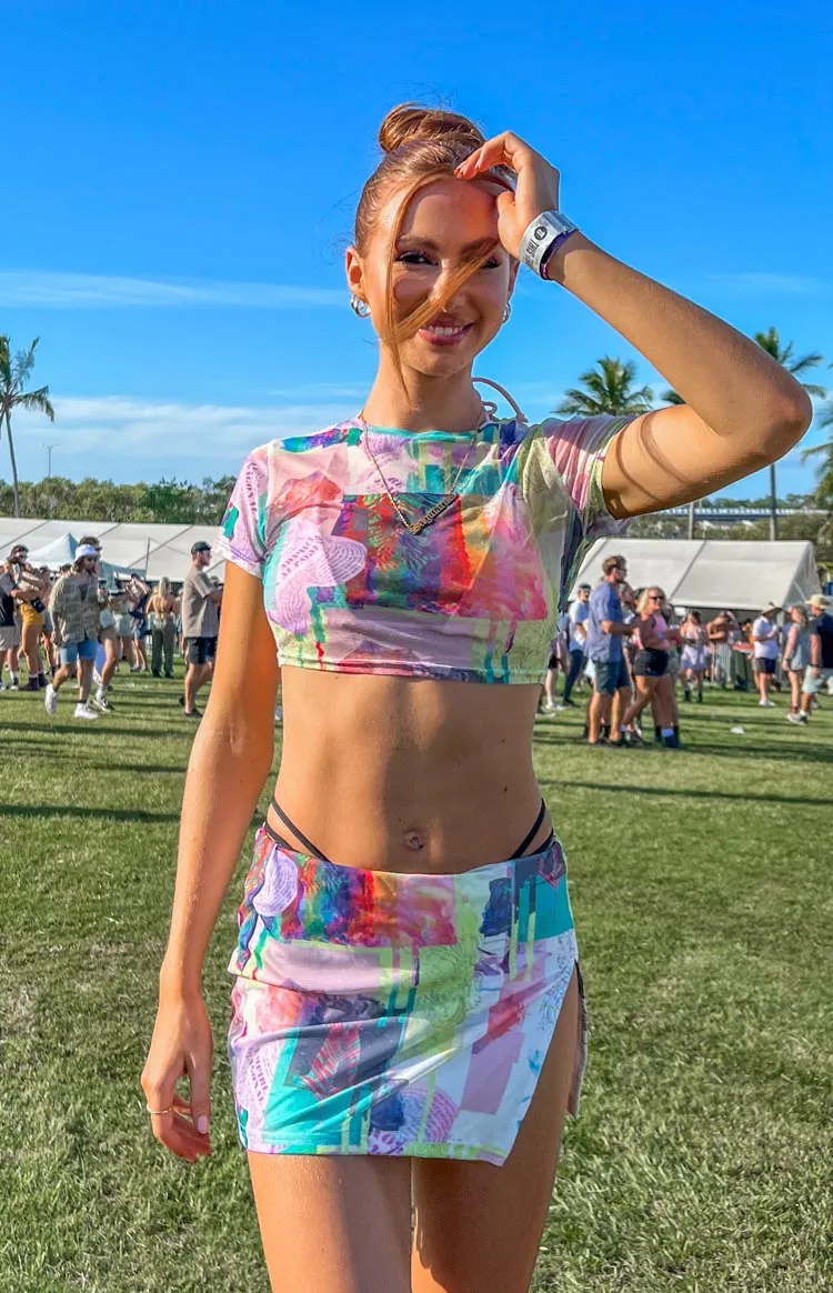 Ruel Multi Print Mesh Tee sold by Beginning Boutique