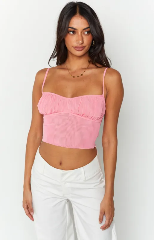 Mora Pink Mesh Top sold by Beginning Boutique
