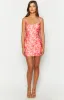 Kennie Orange Floral Print Mini Dress sold by Beginning Boutique