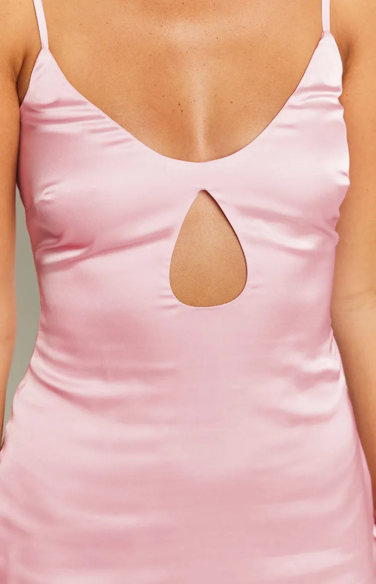 Golden Hour Pink Satin Mini Dress sold by Beginning Boutique product image thumbnail 5