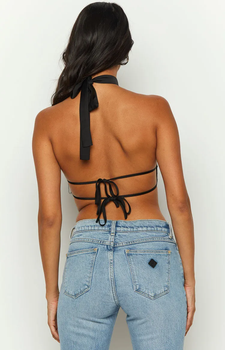 Laylee Black High Neck Satin Top sold by Beginning Boutique product image thumbnail 5