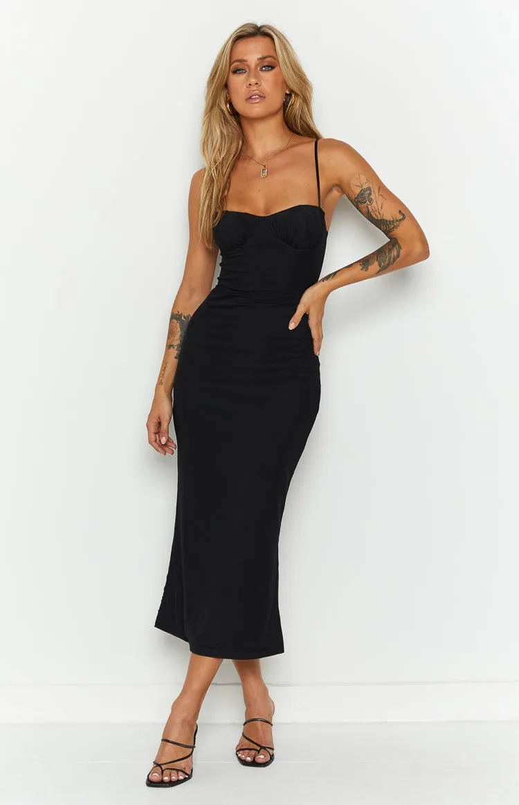 Long Island Black Midi Mesh Dress sold by Beginning Boutique