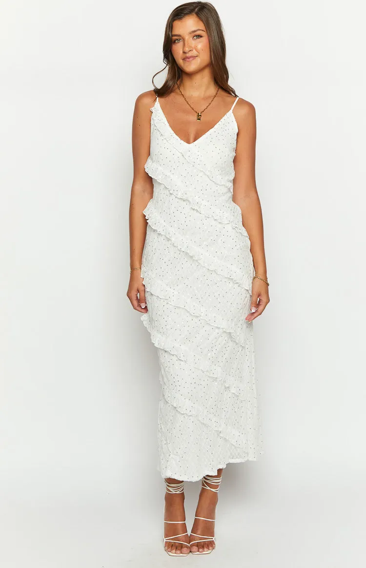 Hudson White Ruffle Maxi Dress sold by Beginning Boutique product image thumbnail 3