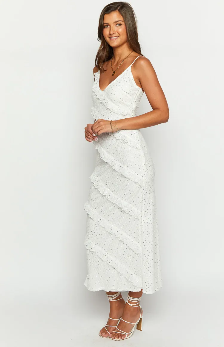 Hudson White Ruffle Maxi Dress sold by Beginning Boutique product image thumbnail 4