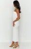 Darling White Gathered Midi Dress sold by Beginning Boutique
