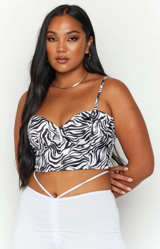 Amalie Black Print Corset Top made by Beginning Boutique