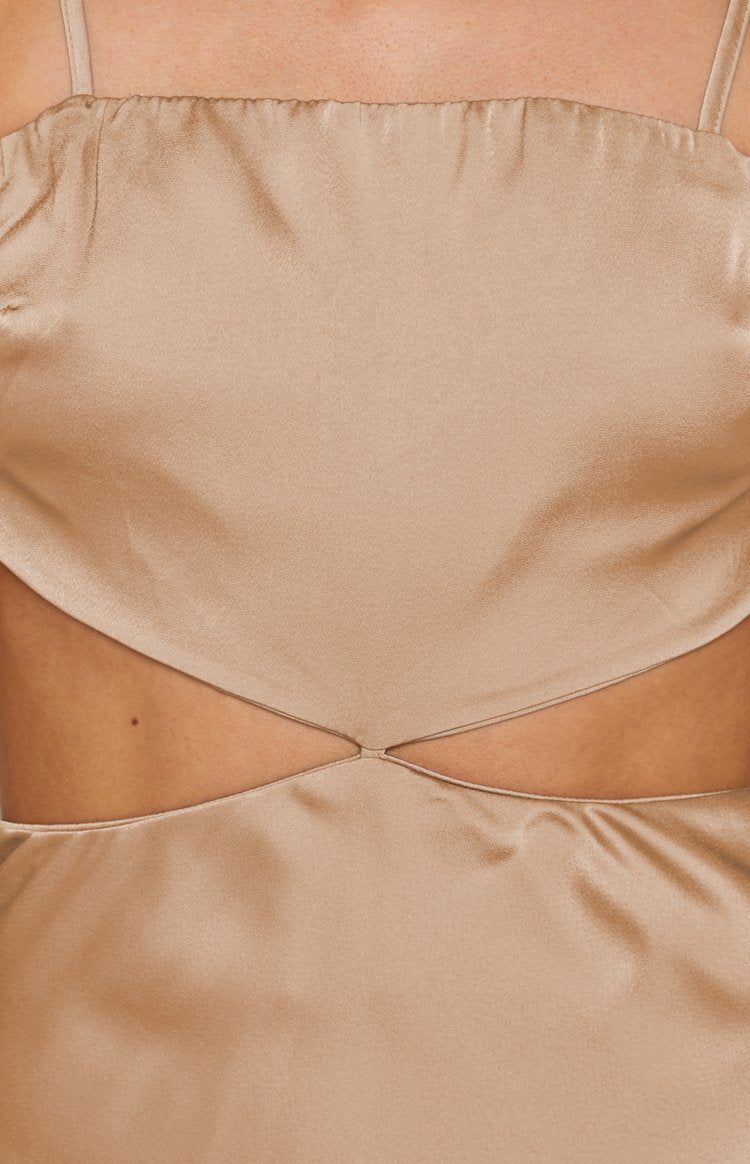 Forgiveness Cut Out Satin Dress Champagne sold by Beginning Boutique product image thumbnail 11
