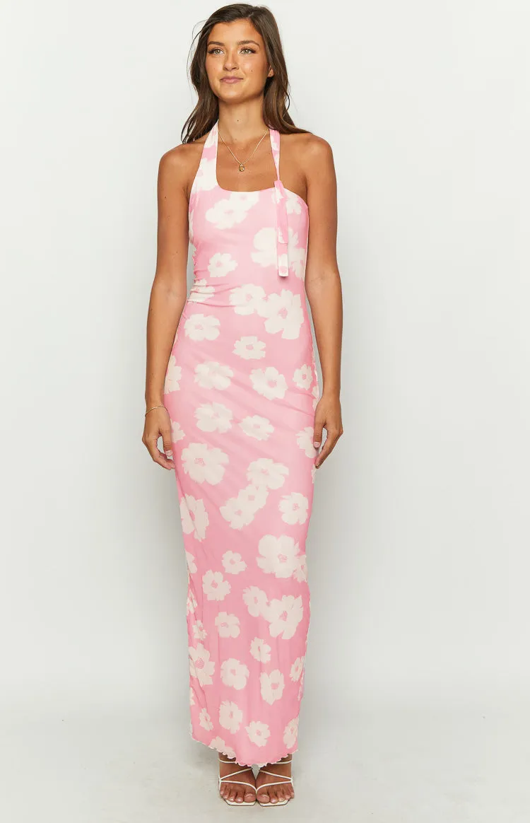 Aimee Pink Floral Maxi Halter Dress sold by Beginning Boutique product image thumbnail 2