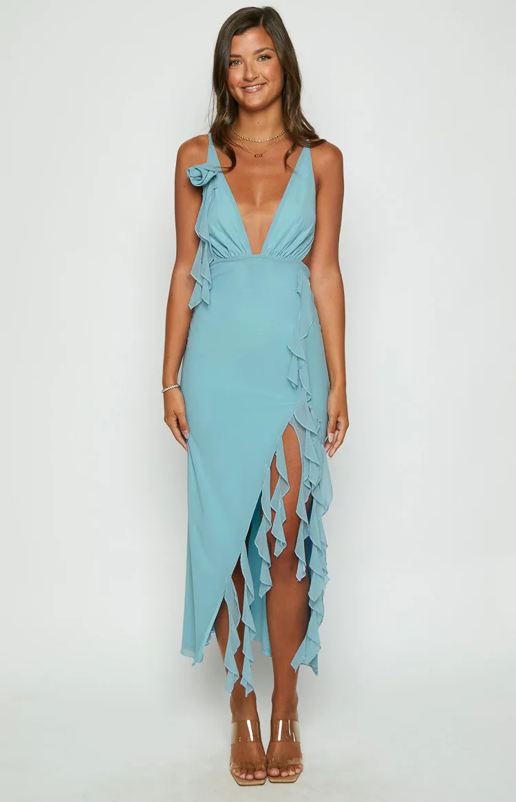 Kalani Blue Maxi Dress sold by Beginning Boutique