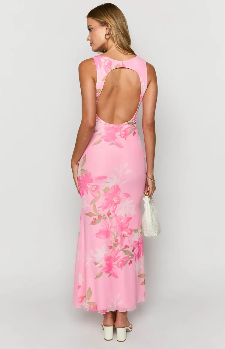 Sunflower Pink Floral Mesh Maxi Dress sold by Beginning Boutique product image thumbnail 5